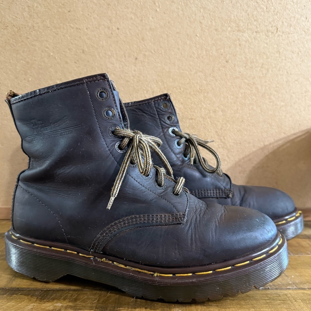 Dr. Martens Brown Combat Moto Boots Air-Cushioned Sole